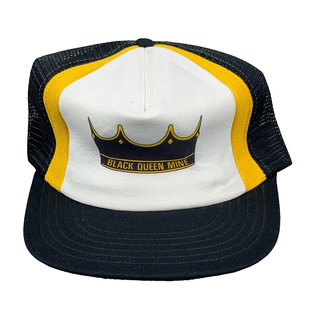 Vintage Black Queen Coal Mine Trucker Hat Cap Made in USA 80s 90s Massey Energy
